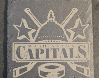 4" Custom Slate Coaster - Lasered Engraved - NHL Washington Capitals
