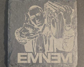 4" Custom Slate Coaster - Lasered Engraved - Rapper Eminem