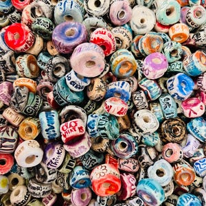 Random 10 Ceramic Beads OOAK