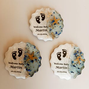 Personalized Baby Shower Magnet Favors: Heart Shape, Flower Detail, Set of 25