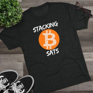 Stacking Sats- Bitcoin Tri-Blend Shirt