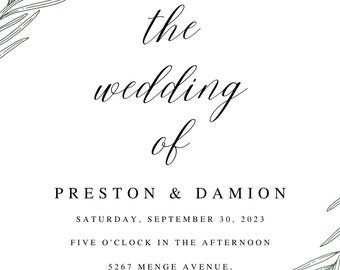 Plantilla de invitación de boda