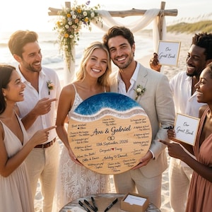Personalized Ocean Wedding Guest Book Alternative, Beach Wedding Guest Book, Coastal Wedding Sign In Board, Nautical Wedding Decor