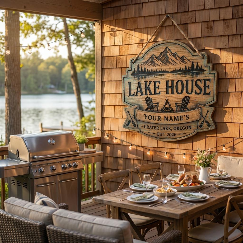 Personalized 2D Lake House Sign, Wooden or Metal Boat Decor, Custom ...