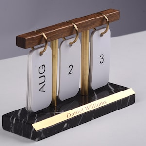 Personalized Desk Calender, Perpetual Calender, Marble & Wood Calender, Unique Gift, Christmas Gift