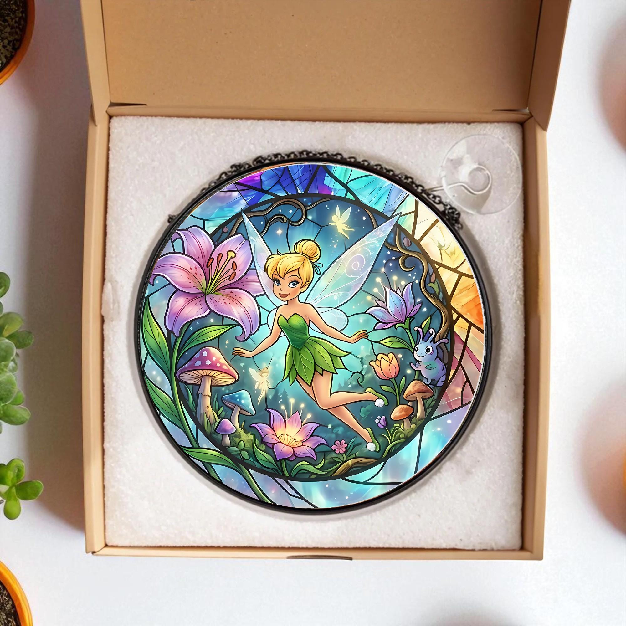 Disney Tinkerbell Suncatcher, Fairy Stained Glass Window Hanging ...