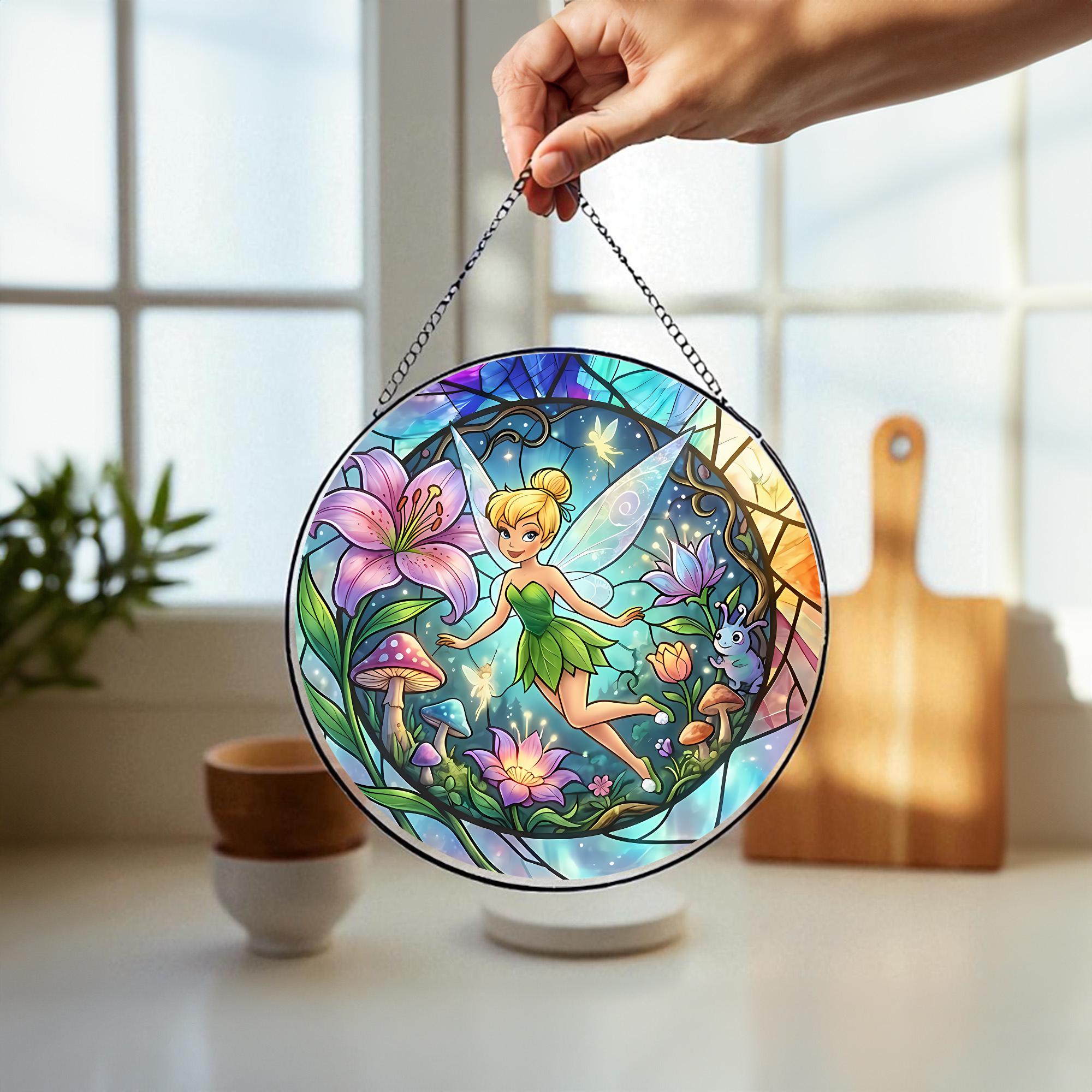 Disney Tinkerbell Suncatcher, Fairy Stained Glass Window Hanging ...