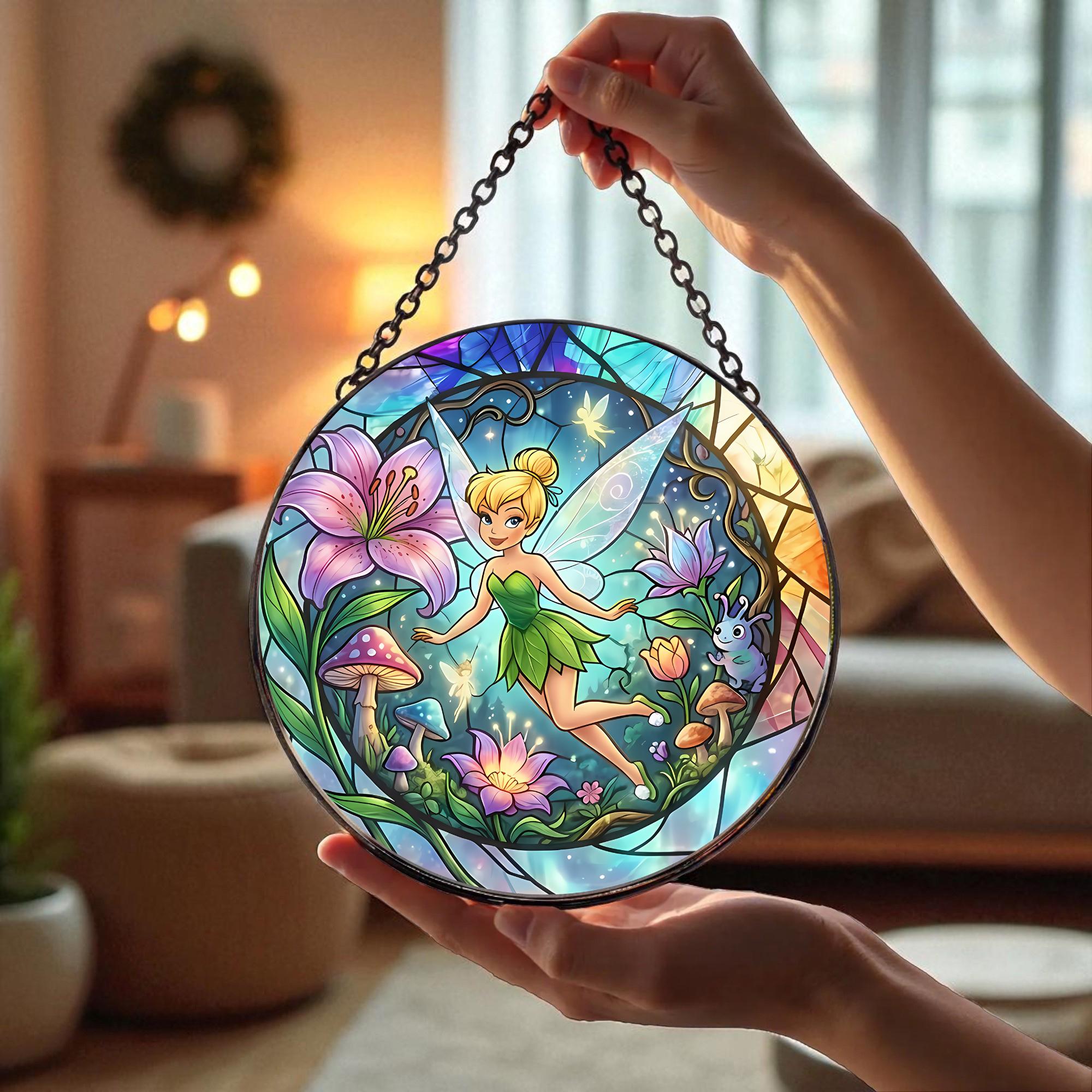 Disney Tinkerbell Suncatcher, Fairy Stained Glass Window Hanging ...