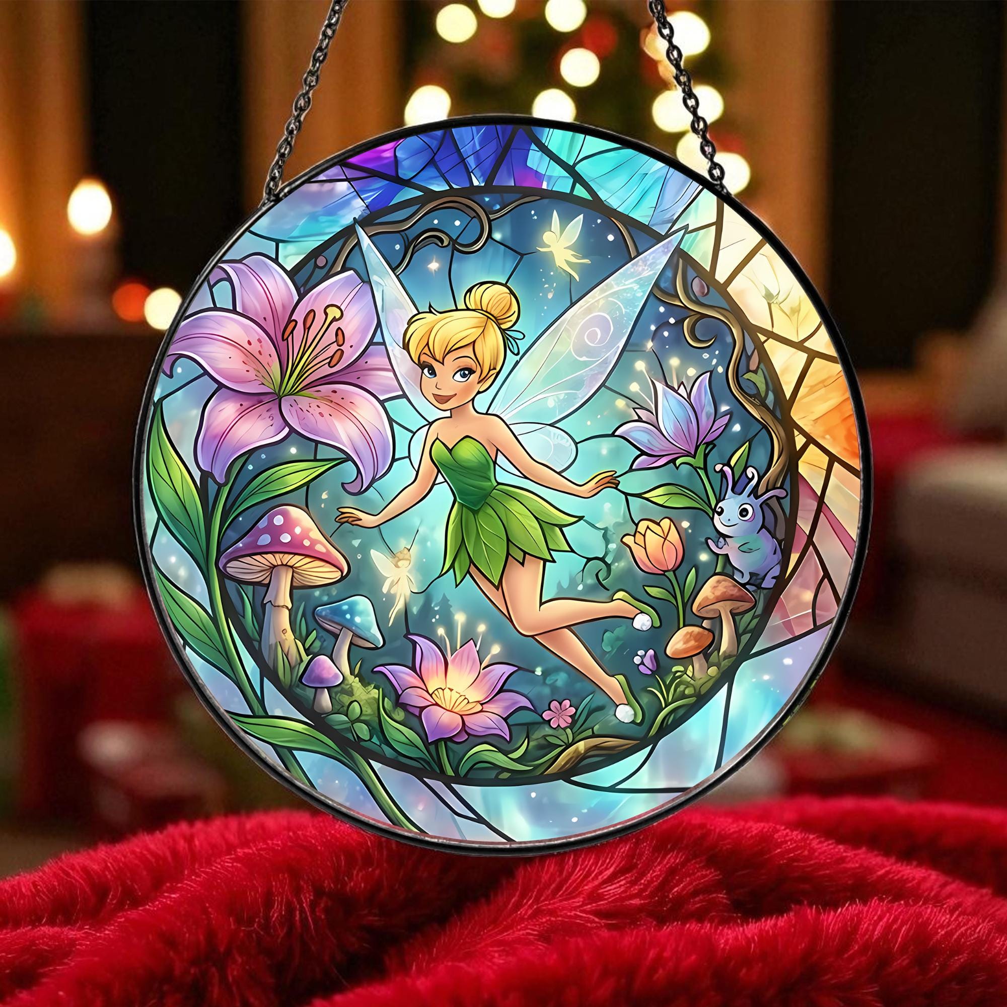 Disney Tinkerbell Suncatcher, Fairy Stained Glass Window Hanging ...