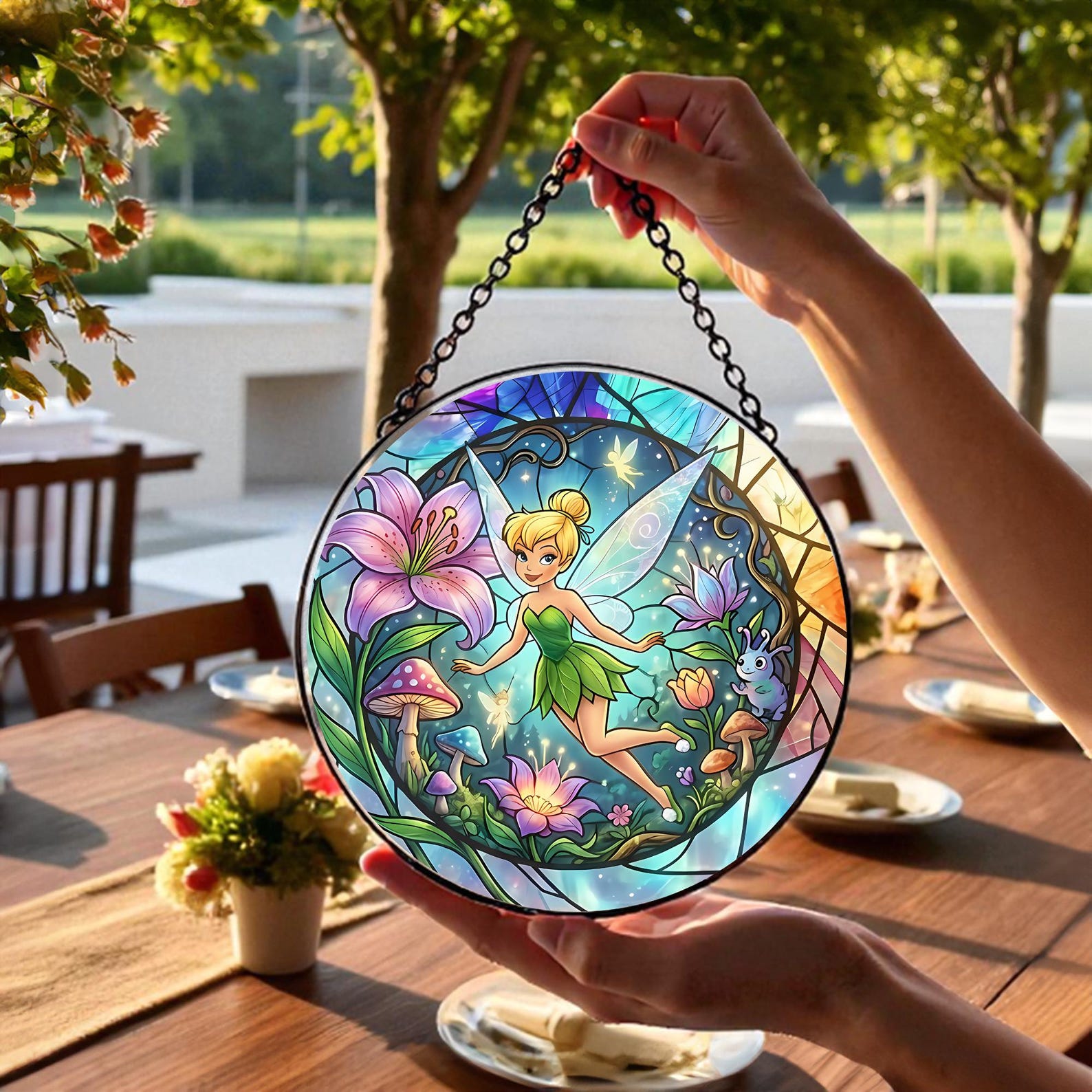 Disney Tinkerbell Suncatcher, Fairy Stained Glass Window Hanging ...
