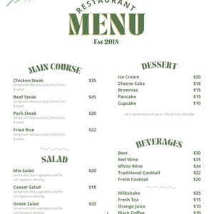 Customizable Restaurant Menu Template | Editable PDF | Modern Menu ...