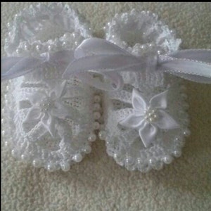 Sale Custom, Crocheted Beaded Baby Booties Sandals for Baby Girl, custom orders, photo prop image 1