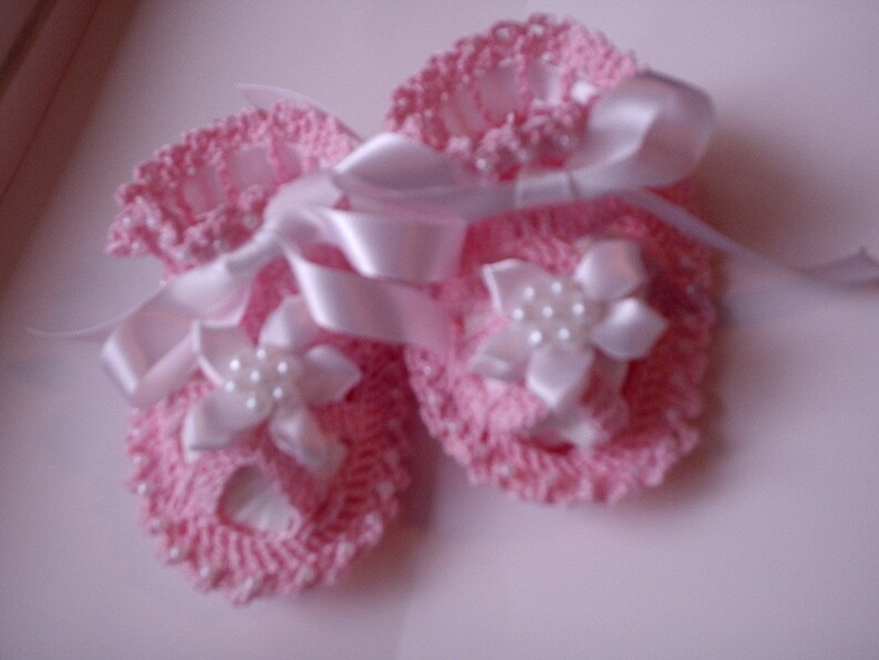 Sale Custom, Crocheted Beaded Baby Booties Sandals for Baby Girl, custom orders, photo prop image 2