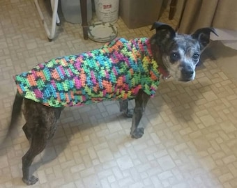 Crochet, Dog Sweater-coat beginners Pattern, free shipping.