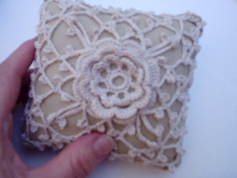 Pattern Crochet Wedding Lace Ring Bearer Pillow pin cushion Pillow image 2