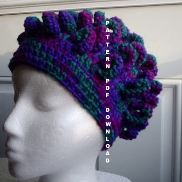 PATTERN Curl Hat Pattern Crochet, PDF, Free shipping