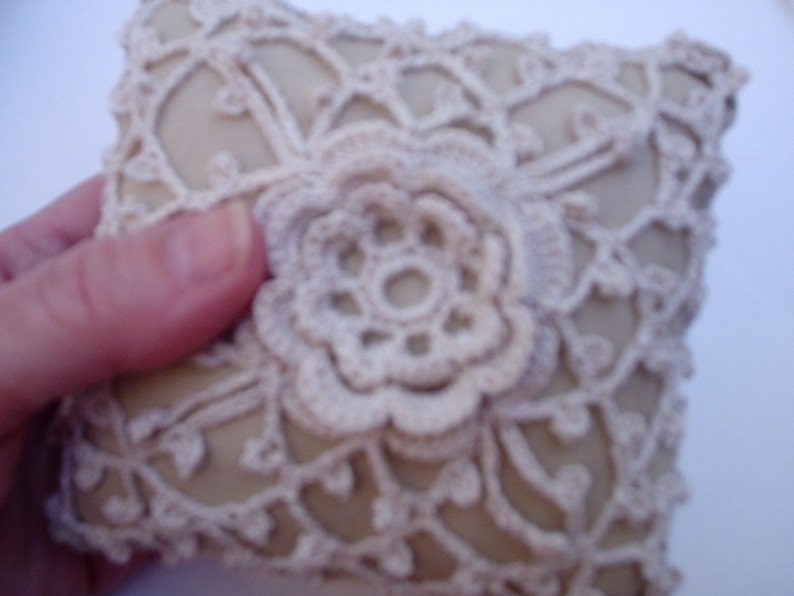 Pattern Crochet Wedding Lace Ring Bearer Pillow pin cushion Pillow image 4