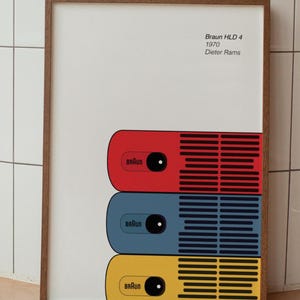 Iconic Braun HLD 4 Hair Dryer Digital Illustration Dieter Rams Bauhaus Poster