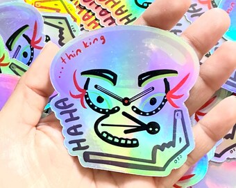 THINKING, Fun hand drawn sticker, ABSTRACT Sticker gift, Holiday gift ideas,Waterproof Holographic Vinyl , Unique fun stickers,Weird sticker