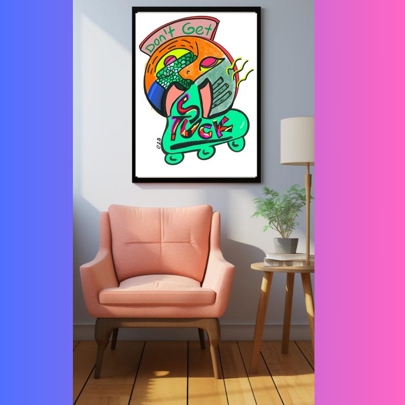 Don't Get Stuck, Abstract Handdrawn Art Print, Wall Decor Art Pieces