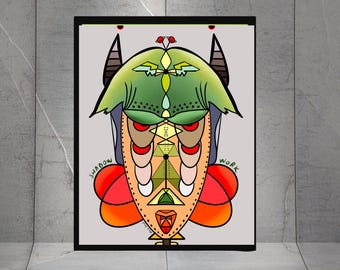 Shadow Work, Spiritual hand-drawn art print, Wall Decor Art pieces, Dorm Wall Decor, Office Wall Art, Meditation art deco