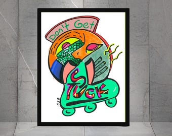 Don't get stuck,  Abstract hand-drawn art print, Wall Decor Art pieces, Dorm Wall Decor, Office Wall Art, Quirky art deco