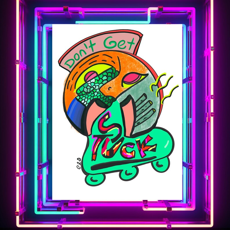 Don't Get Stuck, Abstract Handdrawn Art Print, Wall Decor Art Pieces