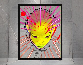 Consciousness, Spiritual hand-drawn art print, Wall Decor Art pieces, Dorm Wall Decor, Office Wall Art, Meditation art deco
