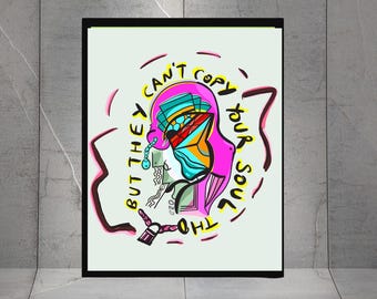 Steal your Soul Art print, Spiritual hand-drawn art print, Wall Decor Art pieces, Dorm Wall Decor, Office Wall Art, Abstract art deco