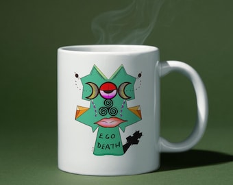 Ego Death, Coffee Mug, Custom Mug, Spritiual Mug Design, Unique Gift for Thinkers, Morning Inspiration Mug