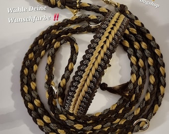 Conjunto de collar y correa de paracord para perros o venta por separado - con herrajes dorados/colores personalizados disponibles/Personalizable/Golden Cocoa