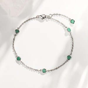 Green Emerald Bracelet, 18K White Gold Plated, Emerald Tennis Bracelet for Women, Wedding Bracelet, Gift For Her, Emerald Tennis Bracelet