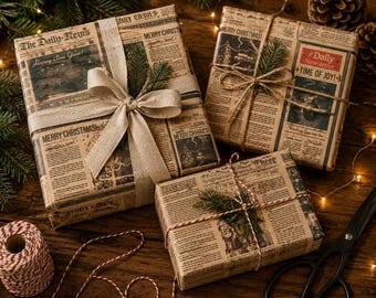 Vintage Newspaper Inspired Holiday Wrapping Paper: Nostalgic Gift Wrap