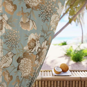 Floral Bird Print Blackout Window Curtains: Boho Living Room Decor