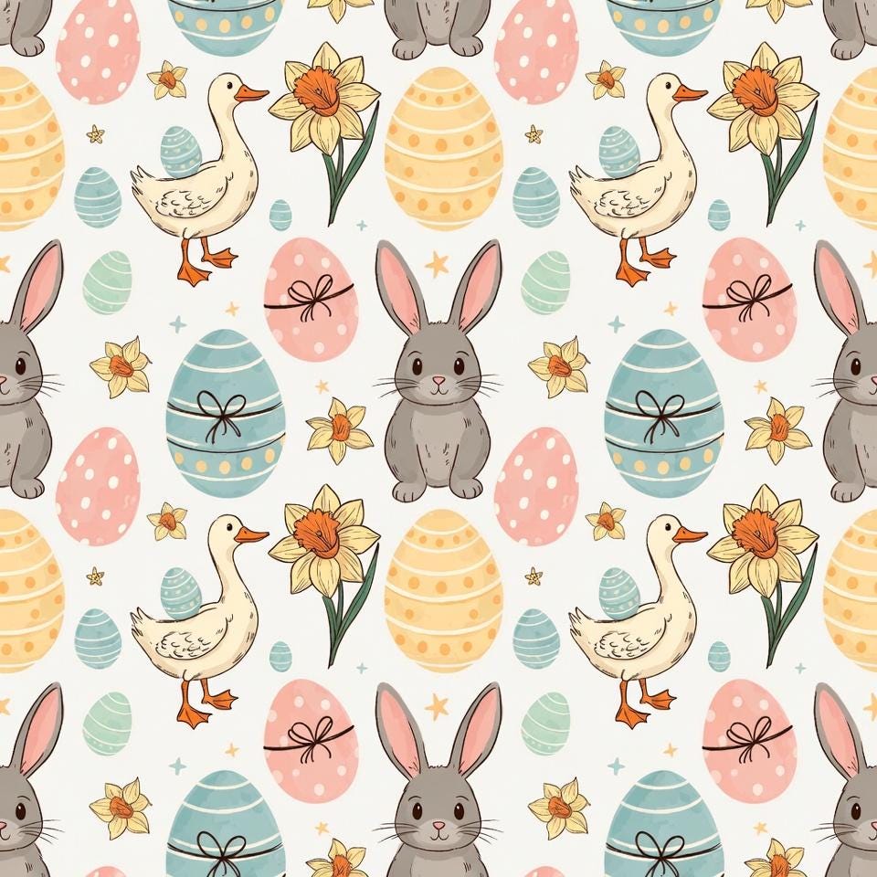 Easter Bunny Pattern Digital Paper | Spring Easter Eggs, | Seamless ...