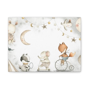 Whimsical Animal Canvas Art, Kids Room Decor, Nursery Wall Art, Baby Shower Gift, Adorable Forest Friends