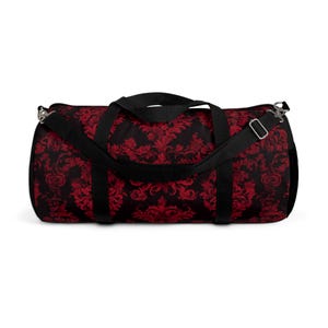 Elegant Red Floral Duffel Bag for Travel, Gym, Weekend Getaways, Stylish Luggage, Perfect Gift for Him or Her