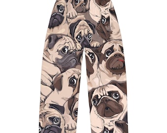 Pantalones de pijama con cara de carlino, ropa de estar por casa para amantes de los perros