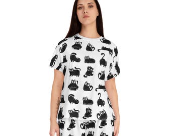 Svart kattpyjamaset | Damsömnad, kattmönster