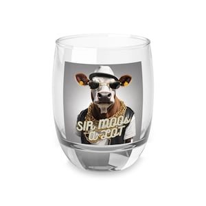 おもしろ動物のウイスキーグラス、牛好きへのギフト、ファームハウス装飾、Sir Moos Alotのドリンクグラス、ノベルティバーウェア