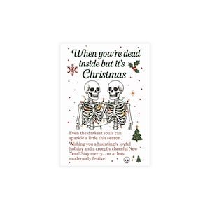 Humorous Christmas Postcard Set: Skeleton Greetings, Creepy Cheerful Holiday Wishes