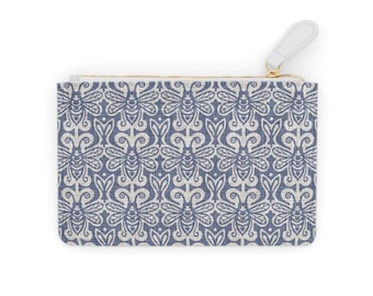 Blaue Mini-Clutch-Tasche mit Blumenmuster | Boho Blumen Geldbörse
