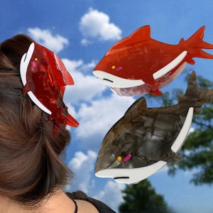 Ocean Whale Hair Clip: French Acetate Colorblock Shark Claw