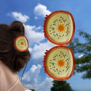 Creative Kiwi Fruit Acetate Hair Claw |  Cute and Quirky hair clip | Unique Shark Claw Hair Accessory | Fun and Unique Gift for Fruit Lovers