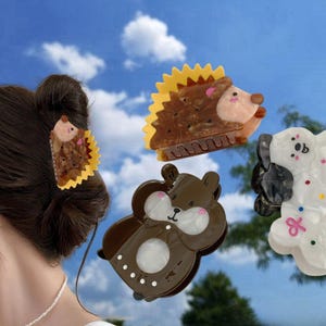 Cute Hedgehog Claw Clips | Hamster Hair Clips | Puppy Hair Claw Clip | Fun and Playful Animal-Inspired Hair Accessories | Animal lovers