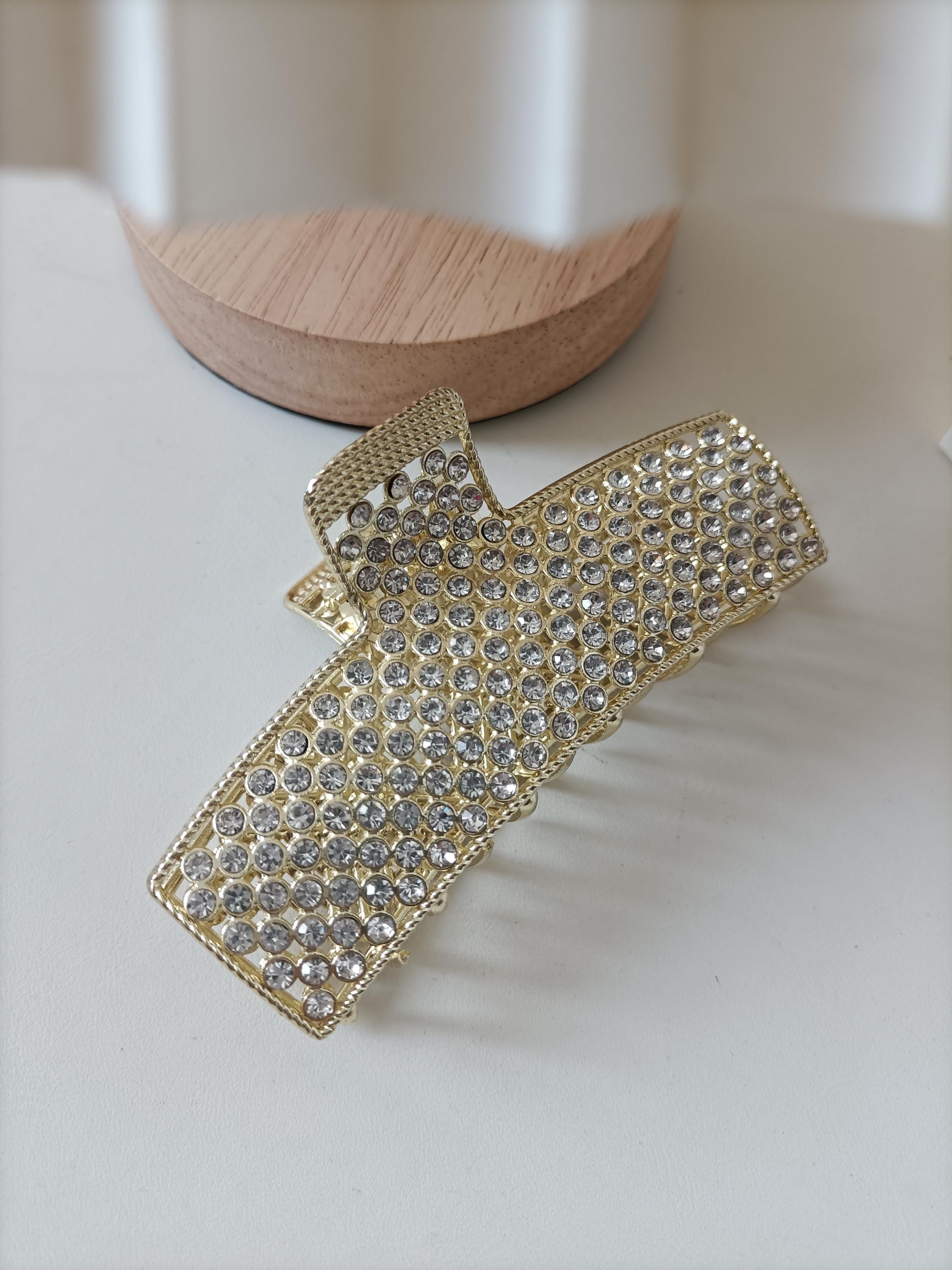 Rhinestone Claw Clips Gold Metal Thick Hair Large Fancy Hair Accessories Pack of Hoyuwak Snake Rhinestone Metal Hair Claw Clips with Tassel  main image 2