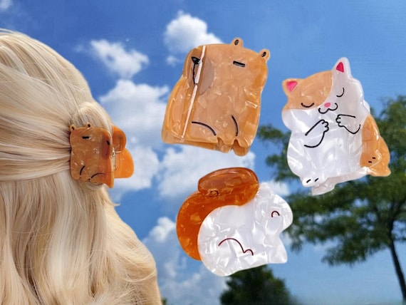 Acetate Hair Claw Clips | Capybara, Cat, Squirrel Design