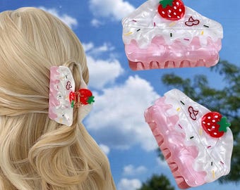 Strawberry Cake Ice Cream Hair Claw Clip: Sweet Y2k Accessory