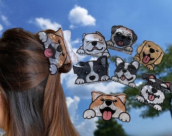 Dog Breed Hair Claw Clips: Schnauzer, Corgi, Boston Terrier