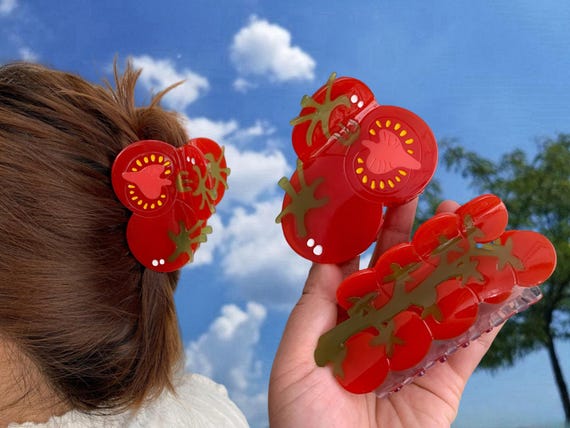 Cherry Tomato Hair Claw: Artistic Acetate Hair Clip